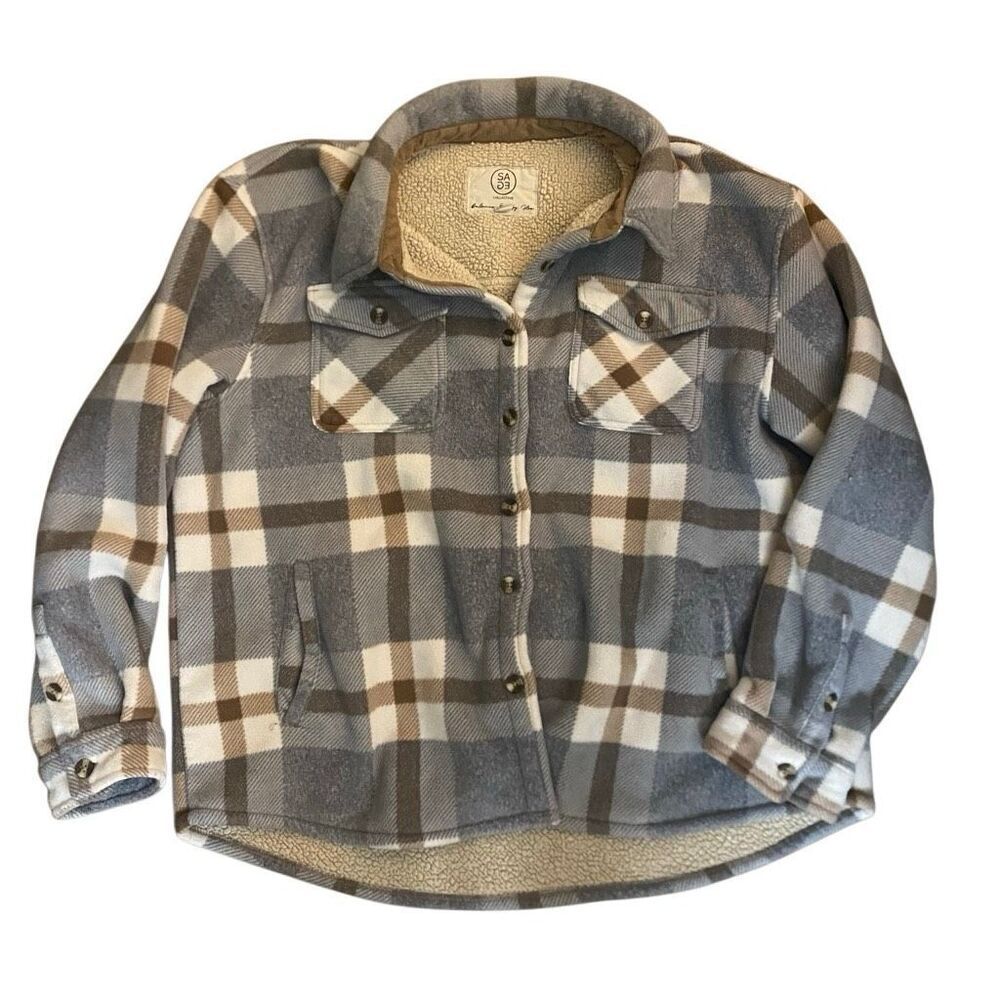 SAGE Collective fleece lined shacket XXL button down